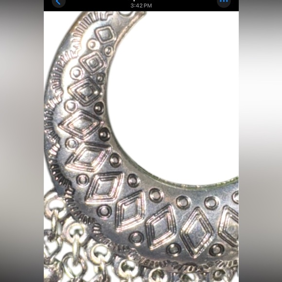 Chico's Silver Tone Crescent Dangle Earrings - Boho Chic Fringe - Picture 7 of 14